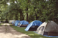 Tents line up in a row.